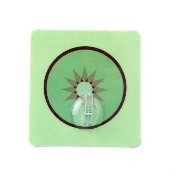 5 PCS Nail-Free Seamless Strong Adhesive Door Hooks Kitchen Bathroom Wall With Multi-Purpose Hooks (Kiwifruit)