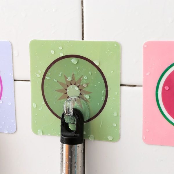 5 PCS Nail-Free Seamless Strong Adhesive Door Hooks Kitchen Bathroom Wall With Multi-Purpose Hooks (Kiwifruit) - Image 6
