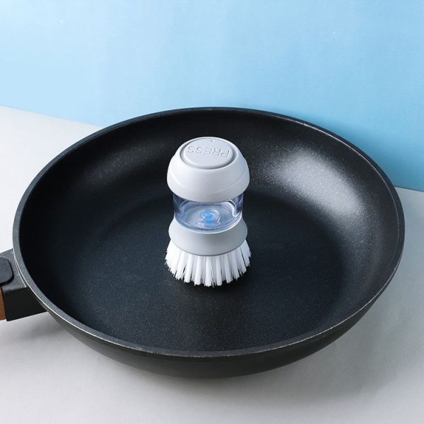 2518 Automatic Dosing Brush Pot Brush Cup Artifact Non-stick Oil Decontamination Wash Pot Brush (Gray) - Image 3