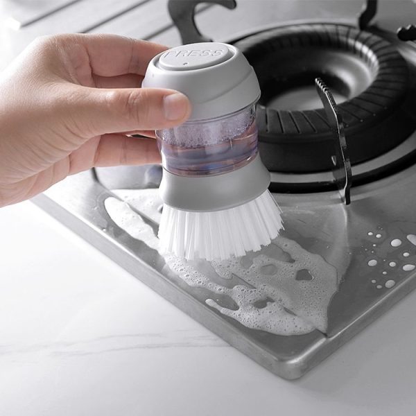 2518 Automatic Dosing Brush Pot Brush Cup Artifact Non-stick Oil Decontamination Wash Pot Brush (Gray) - Image 6
