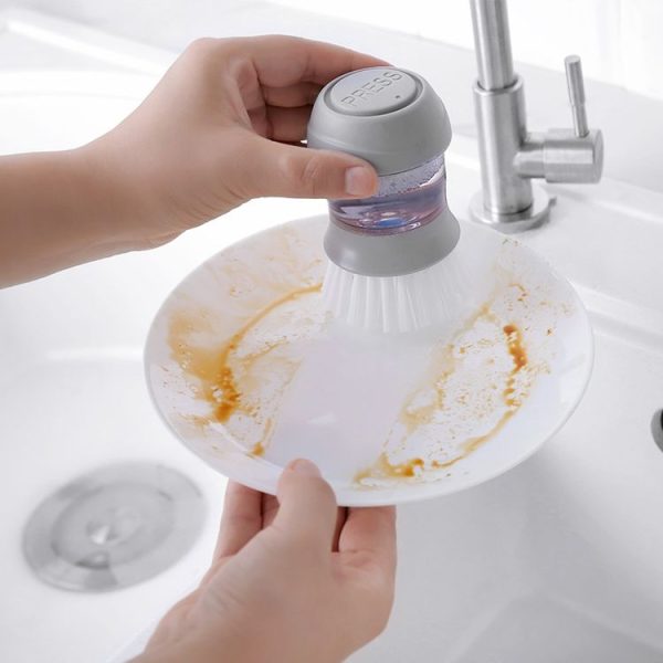 2518 Automatic Dosing Brush Pot Brush Cup Artifact Non-stick Oil Decontamination Wash Pot Brush (Gray) - Image 7