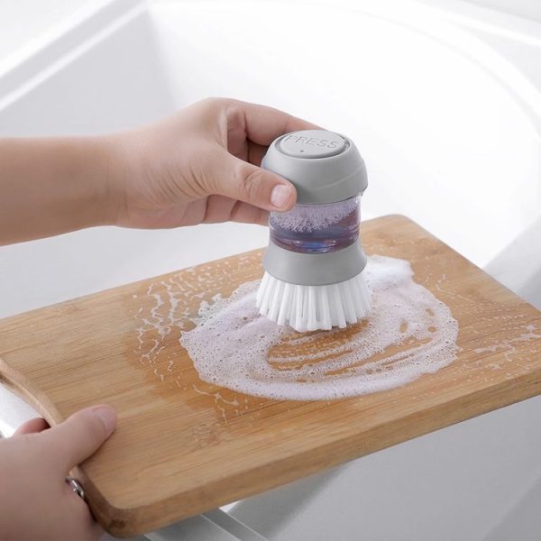2518 Automatic Dosing Brush Pot Brush Cup Artifact Non-stick Oil Decontamination Wash Pot Brush (Gray) - Image 8