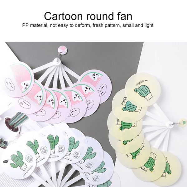 Cartoon Seven-fold Fan Summer Cool Small Fresh Fan Student Portable With Hand Fan (Black Peach) - Image 6