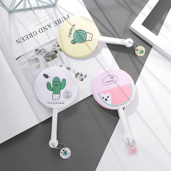 Cartoon Seven-fold Fan Summer Cool Small Fresh Fan Student Portable With Hand Fan (Black Peach) - Image 7