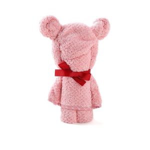 Creative Bear Cute Face Towel Absorbent Lint Soft Wash Coral Fleece Gift Towel, Size: 30x80cm (Pink)