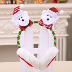 Women Men Christmas Earmuffs Head Hoop Cute Cartoon Decoration for For Winter (Little Bear)