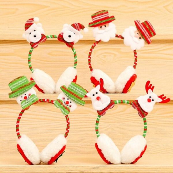 Women Men Christmas Earmuffs Head Hoop Cute Cartoon Decoration for For Winter (Little Bear) - Image 3