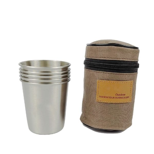 5 PCS Rolled Child Shockproof Stainless Steel Beer Milk Tea Cup with Cloth Bag, Capacity: 200ml - Image 5
