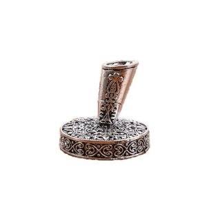 Retro Feather Pen Holder Metal Round Pen Holder, Size: 4x4.1cm