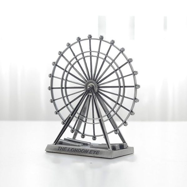 Wrought Iron Ferris Wheel Ornaments Home Living Room Metal Crafts Decorations (Ancient Silver) - Image 2
