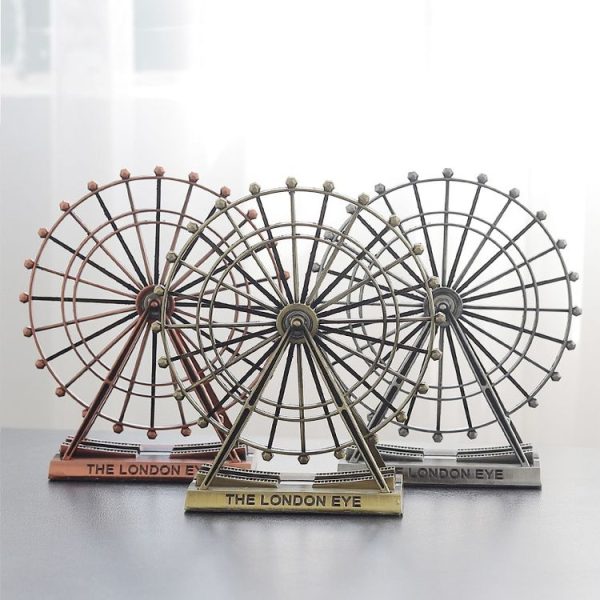 Wrought Iron Ferris Wheel Ornaments Home Living Room Metal Crafts Decorations (Ancient Silver) - Image 3