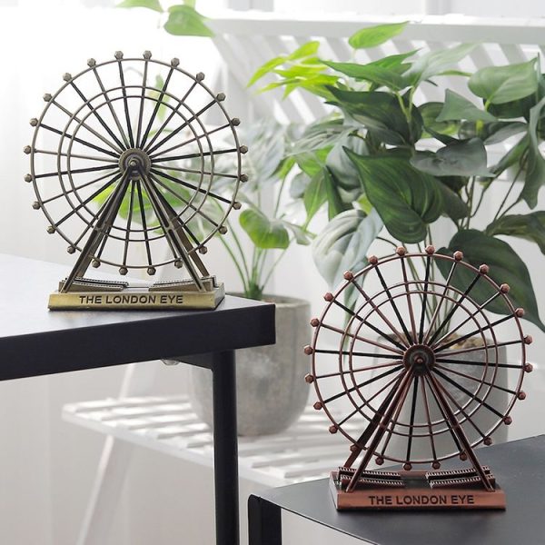 Wrought Iron Ferris Wheel Ornaments Home Living Room Metal Crafts Decorations (Ancient Silver) - Image 4