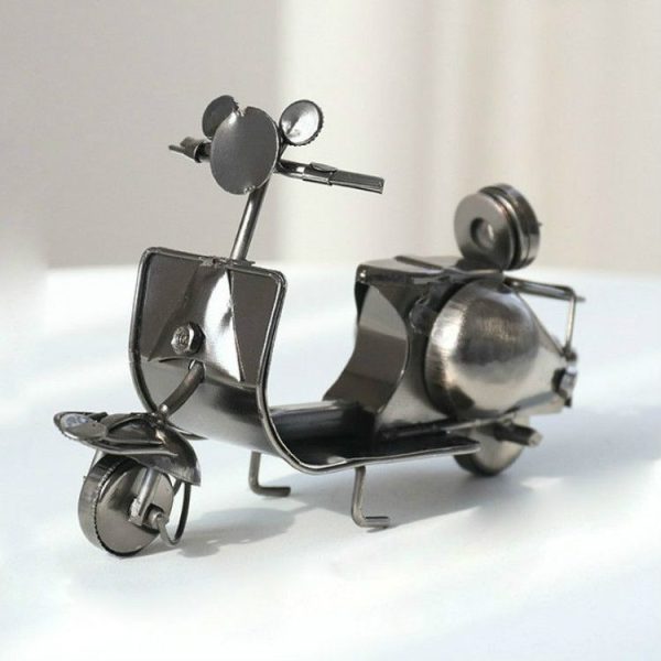 Mini Iron Sheep Motorcycle Decoration Creative Home Desktop Decoration Online Shop Shooting Props (Silver Grey) - Image 2