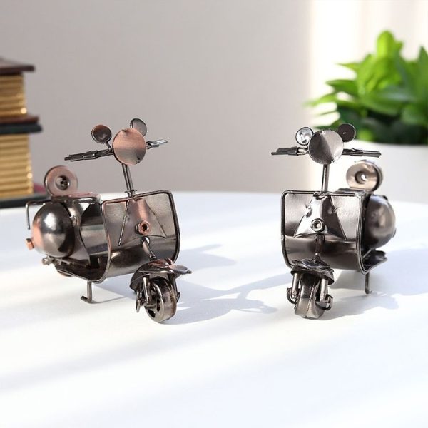 Mini Iron Sheep Motorcycle Decoration Creative Home Desktop Decoration Online Shop Shooting Props (Silver Grey) - Image 3