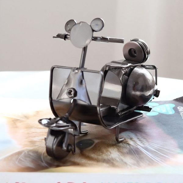Mini Iron Sheep Motorcycle Decoration Creative Home Desktop Decoration Online Shop Shooting Props (Silver Grey) - Image 4