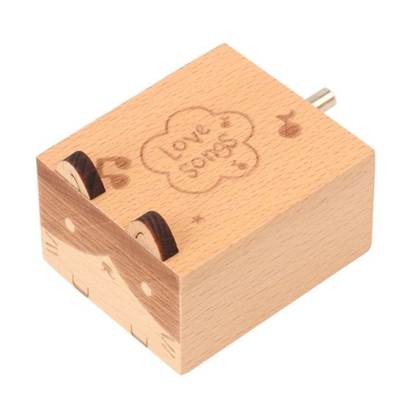Wooden Creative Hand Shake Music Box Music Children Birthday Gift Student Gift (Kitten)