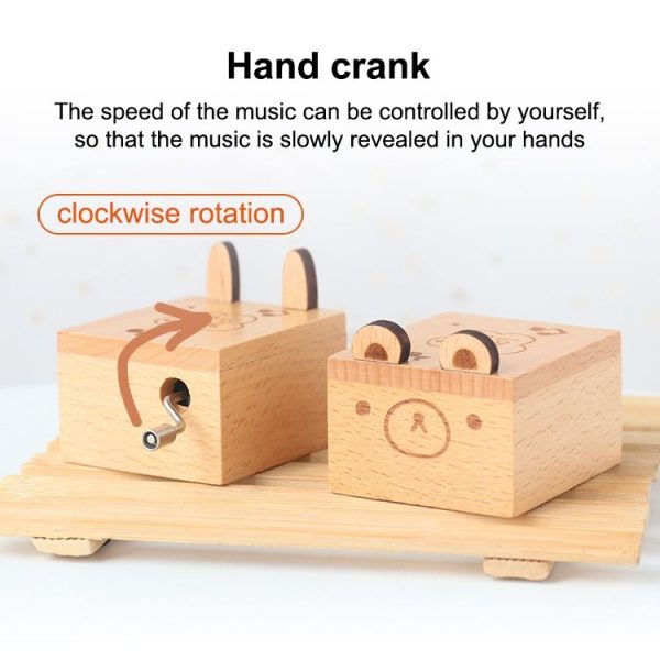 Wooden Creative Hand Shake Music Box Music Children Birthday Gift Student Gift (Kitten) - Image 4