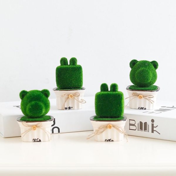 Cute Dolls Simulation Green Plants Small Decoration Potted Ornaments (Little Rabbit) - Image 3