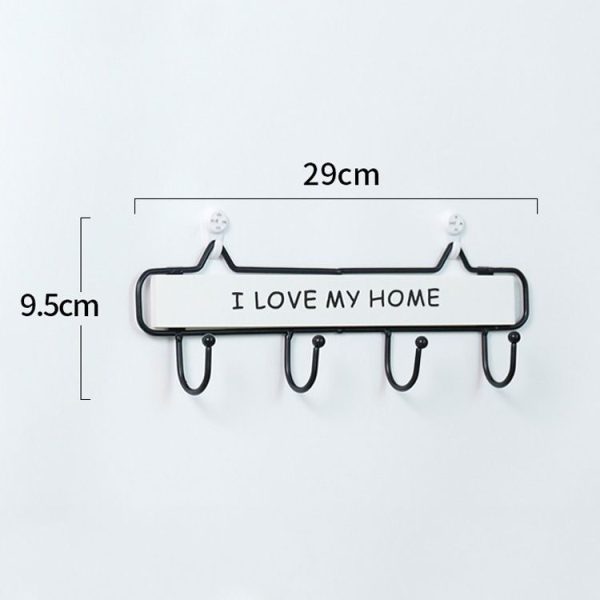 Creative Solid Wood Wrought Iron Hook Pastoral Vintage Door Coat Key Small Hanging Rack, Colour: Four Hook White - Image 3