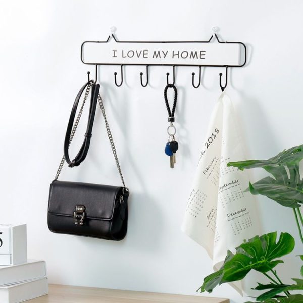 Creative Solid Wood Wrought Iron Hook Pastoral Vintage Door Coat Key Small Hanging Rack, Colour: Four Hook White - Image 5
