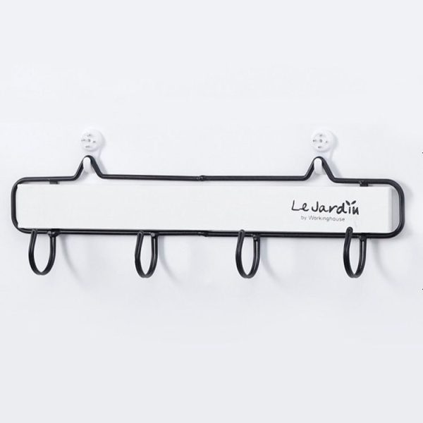 Creative Solid Wood Wrought Iron Hook Pastoral Vintage Door Coat Key Small Hanging Rack, Colour: Small Hook White - Image 2