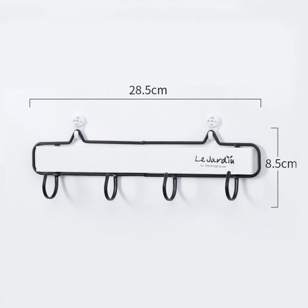 Creative Solid Wood Wrought Iron Hook Pastoral Vintage Door Coat Key Small Hanging Rack, Colour: Small Hook White - Image 3