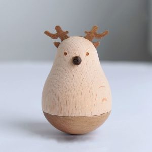 Wooden Crafts Super Cute Cartoon Animal Tumbler Ornaments (Deer)