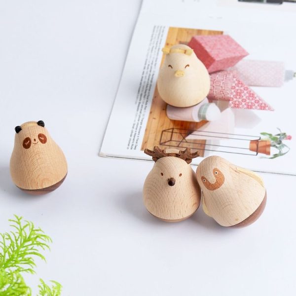 Wooden Crafts Super Cute Cartoon Animal Tumbler Ornaments (Deer) - Image 3