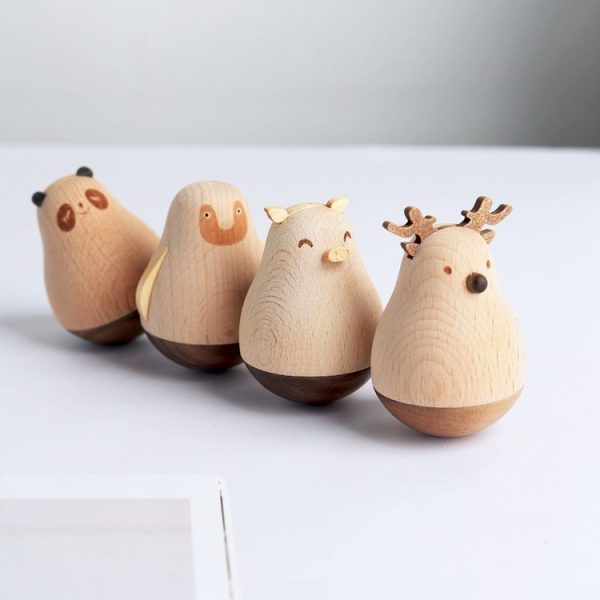 Wooden Crafts Super Cute Cartoon Animal Tumbler Ornaments (Deer) - Image 4
