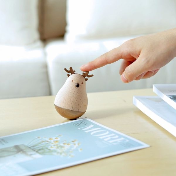 Wooden Crafts Super Cute Cartoon Animal Tumbler Ornaments (Deer) - Image 5