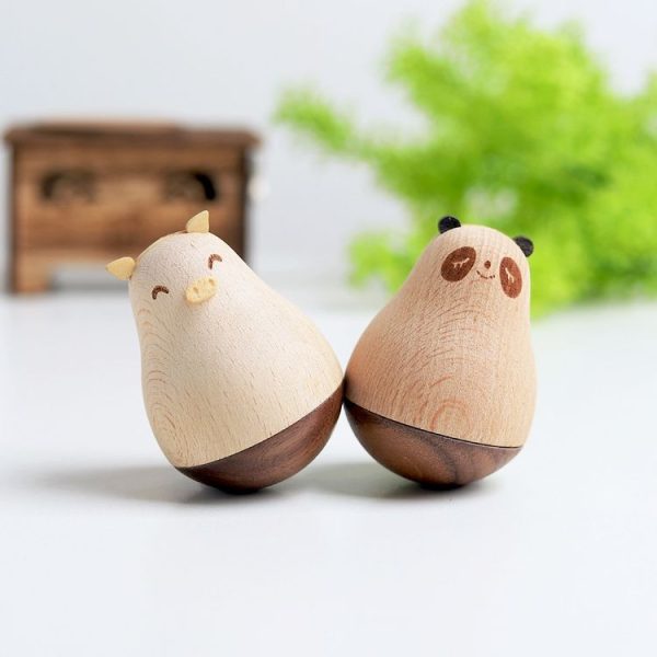 Wooden Crafts Super Cute Cartoon Animal Tumbler Ornaments (Deer) - Image 6