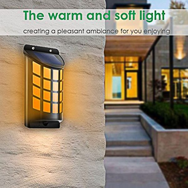 66 LEDs Solar Powered Outdoor Sense Flame IP65 Waterproof Wall Light - Image 3