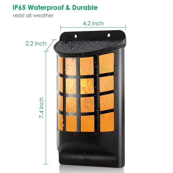 66 LEDs Solar Powered Outdoor Sense Flame IP65 Waterproof Wall Light - Image 5