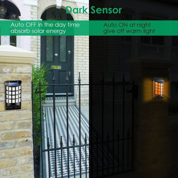 66 LEDs Solar Powered Outdoor Sense Flame IP65 Waterproof Wall Light - Image 6
