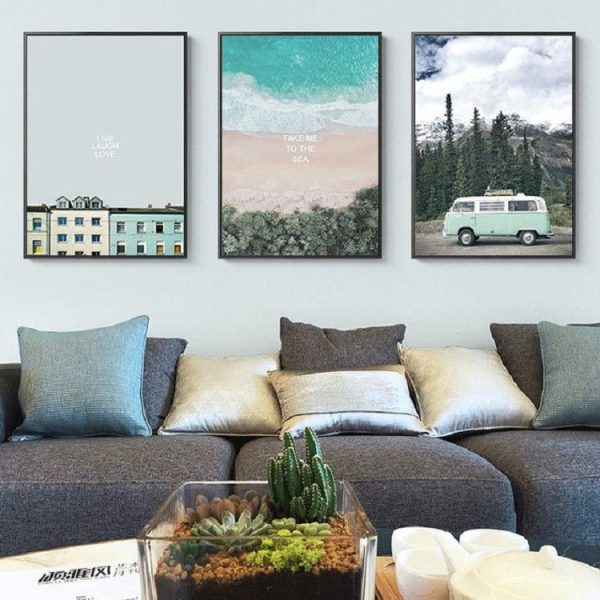 Ocean Landscape Canvas Poster Decoration Home Painting Art Paintings Frameless Painting Core, Size: 30x45 cm (Green Beach) - Image 8
