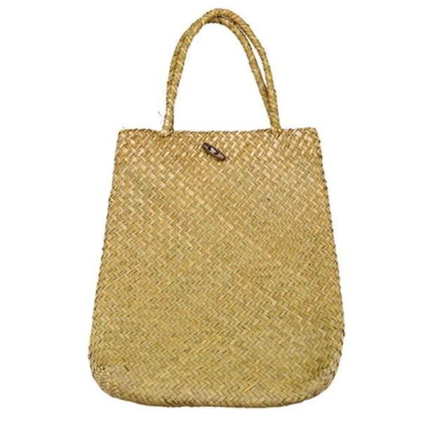 Handmade Rattan Basket Square Straw Weaving Ladies Storage Shoulder Bag, Size: L (Yellow) - Image 2