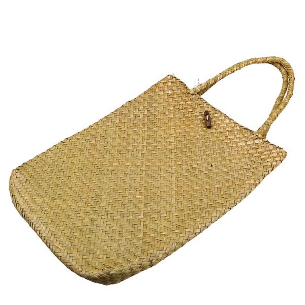 Handmade Rattan Basket Square Straw Weaving Ladies Storage Shoulder Bag, Size: L (Yellow) - Image 3