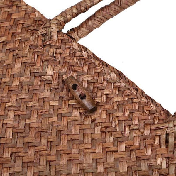 Handmade Rattan Basket Square Straw Weaving Ladies Storage Shoulder Bag, Size: L (Yellow) - Image 7