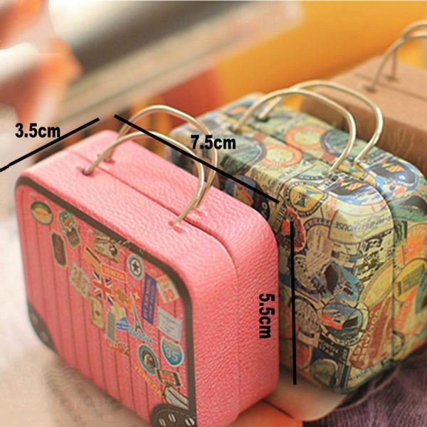 Retro Suitcase Shape Candy Storage Box Wedding Supplies Household Iron Box (Vintage Seal -12) - Image 5