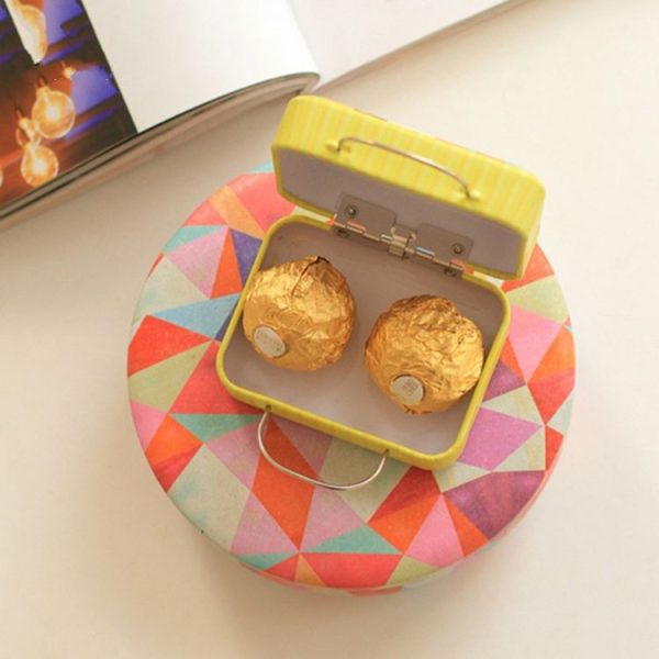 Retro Suitcase Shape Candy Storage Box Wedding Supplies Household Iron Box (Vintage Seal -12) - Image 6