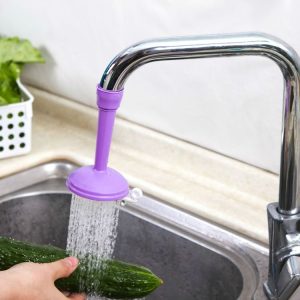 2 PCS Faucet Splash Water-saving Shower Bath Adjustable Valve Filter Water Saving Devices, Large Size: 6.5 x 10.5cm, Suitable for 17mm Diameter Round Faucets (Purple)