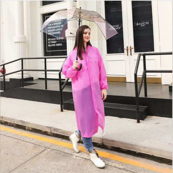 Disposable PEVA Environment Transparent Raincoat Outdoor Hiking Siamese Raincoat (Pink)