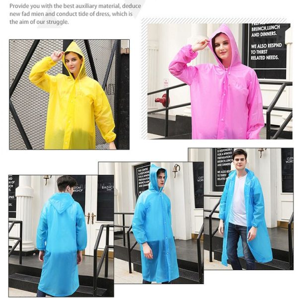Disposable PEVA Environment Transparent Raincoat Outdoor Hiking Siamese Raincoat (Pink) - Image 4