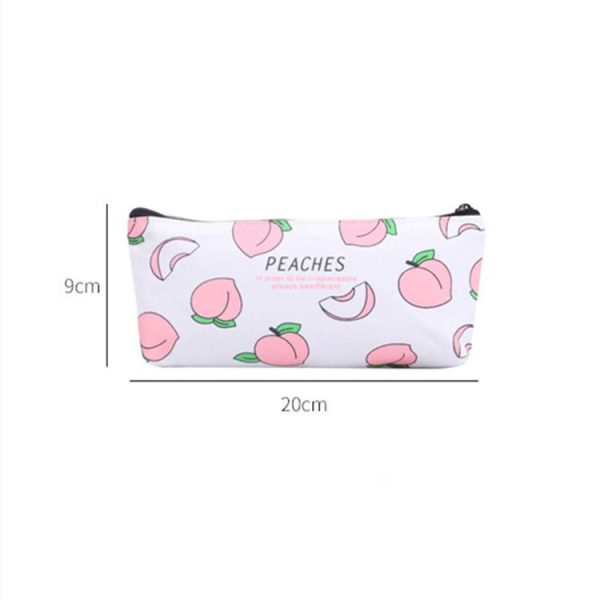 Canvas Fruit Peach Pencil Cases For Girl Stationery School Supplies Students Gifts (Lattice) - Image 4