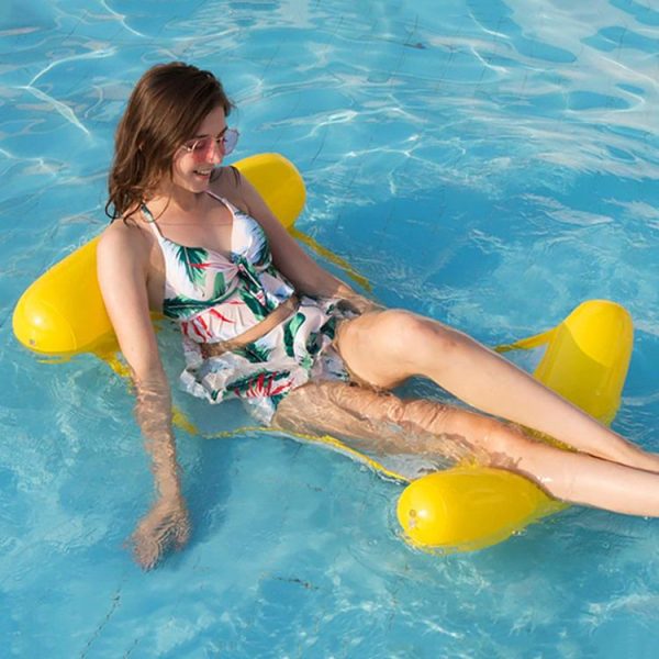Foldable Double-purpose Backrest Float Hammock with Net, Size: 120 x 75cm (Yellow)