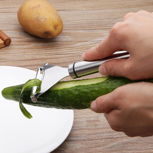 Stainless Steel Peeler Fruit Knife Planer Multi-function Kitchen Scraper Potato Peeling Knife (Triangular Planer) - Image 4