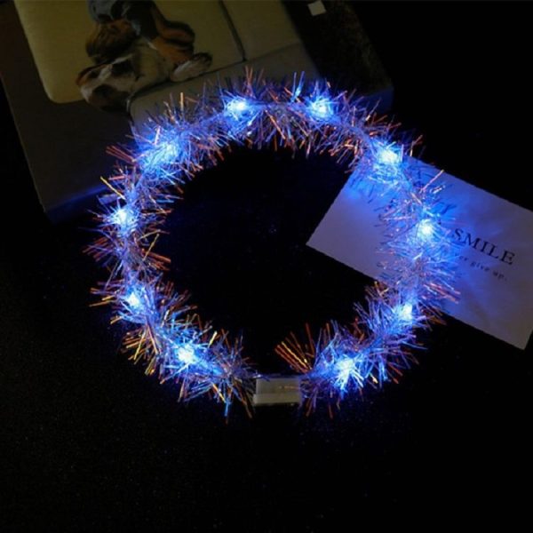 3 PCS LED Light Glowing Flower Head Ring for Children Outdoor Evening Party (Blue) - Image 2