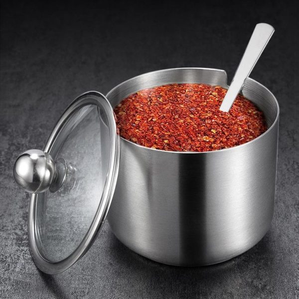 Stainless Steel Seasoning Jar Set Home Kitchen Seasoning Box Combination, Specification: Straight Spice Jar Small - Image 4
