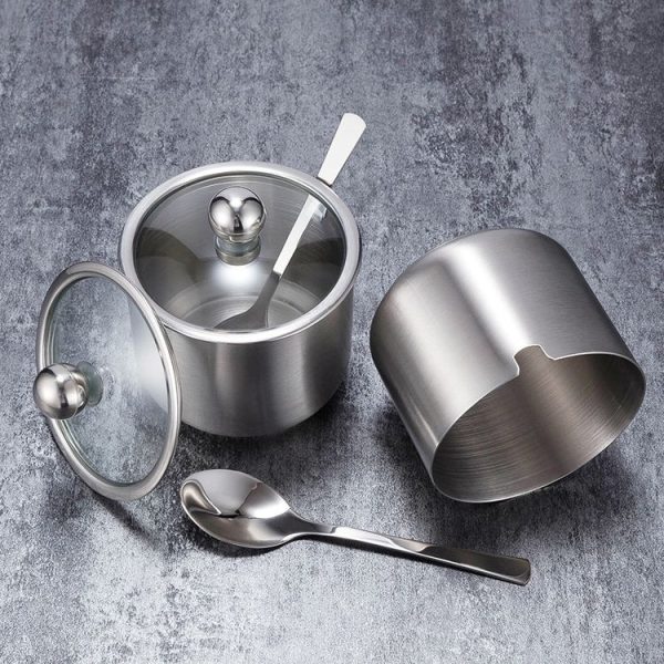 Stainless Steel Seasoning Jar Set Home Kitchen Seasoning Box Combination, Specification: Straight Spice Jar Small - Image 5