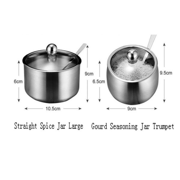 Stainless Steel Seasoning Jar Set Home Kitchen Seasoning Box Combination, Specification: Straight Spice Jar Small - Image 6
